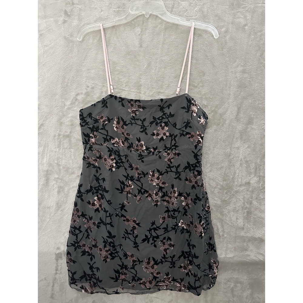 Forever 21 Contemporary Floral Slip Dress Womens Sz Large Spaghetti Strap Sheer‎